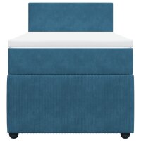 vidaXL Boxspringbett mit Matratze Blau 90x190 cm Samt