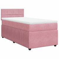 vidaXL Boxspringbett mit Matratze Rosa 100x200 cm Samt