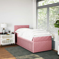 vidaXL Boxspringbett mit Matratze Rosa 100x200 cm Samt