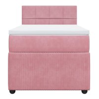 vidaXL Boxspringbett mit Matratze Rosa 100x200 cm Samt