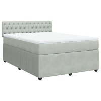 vidaXL Boxspringbett mit Matratze Hellgrau 160x200 cm Samt