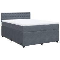 vidaXL Boxspringbett mit Matratze Dunkelgrau 160x200 cm Samt