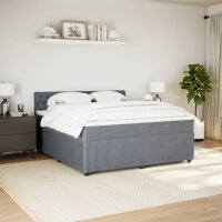 vidaXL Boxspringbett mit Matratze Dunkelgrau 180x200 cm Samt