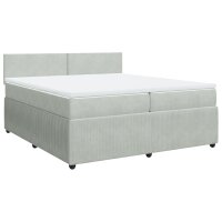 vidaXL Boxspringbett mit Matratze Hellgrau 200x200 cm Samt