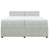 vidaXL Boxspringbett mit Matratze Hellgrau 200x200 cm Samt