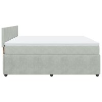 vidaXL Boxspringbett mit Matratze Hellgrau 200x200 cm Samt