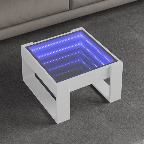 vidaXL Couchtisch mit Infinity-LED Wei&szlig; 50x53x30 cm