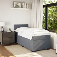 vidaXL Boxspringbett mit Matratze Dunkelgrau Samt