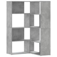 vidaXL Eck-B&uuml;cherregal 4 B&ouml;den Betongrau 85x85x140 cm Holzwerkstoff