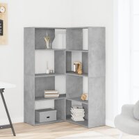 vidaXL Eck-B&uuml;cherregal 4 B&ouml;den Betongrau 85x85x140 cm Holzwerkstoff