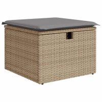 vidaXL 9-tlg. Garten-Sofagarnitur mit Kissen Beige Poly Rattan