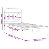 vidaXL Bettgestell mit Kopfteil Metall Wei&szlig; 80x200 cm