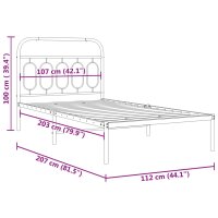 vidaXL Bettgestell mit Kopfteil Metall Wei&szlig; 107x203 cm