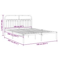 vidaXL Bettgestell mit Kopfteil Metall Schwarz 160x200 cm