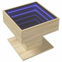 vidaXL LED-Couchtisch Sonoma Eiche 50x50x45 cm Holzwerkstoff