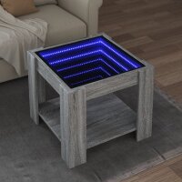 vidaXL LED-Couchtisch Grau Sonoma 53x53x45 cm Holzwerkstoff