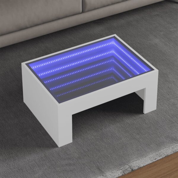 vidaXL Couchtisch mit Infinity-LED Wei&szlig; 70x50x30 cm