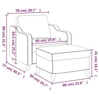 vidaXL Sessel mit Hocker Dunkelgrau 60 cm Stoff