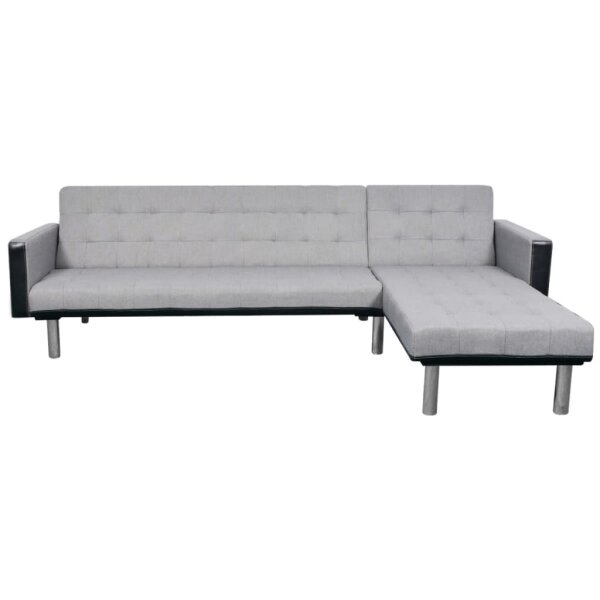 vidaXL Schlafsofa L-Form Stoff Schwarz und Grau