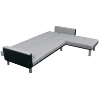 vidaXL Schlafsofa L-Form Stoff Schwarz und Grau