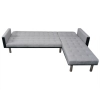 vidaXL Schlafsofa L-Form Stoff Schwarz und Grau