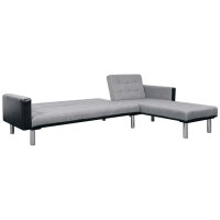 vidaXL Schlafsofa L-Form Stoff Schwarz und Grau