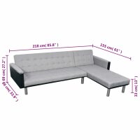 vidaXL Schlafsofa L-Form Stoff Schwarz und Grau