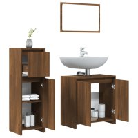 vidaXL 3-tlg. Badmöbel-Set Braun Eichen-Optik Holzwerkstoff