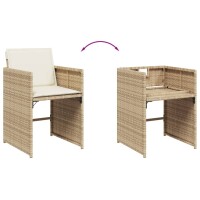 vidaXL 9-tlg. Garten-Essgruppe mit Kissen Beige Poly Rattan