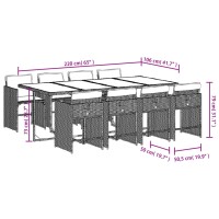 vidaXL 9-tlg. Garten-Essgruppe mit Kissen Schwarz Poly Rattan