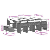 vidaXL 13-tlg. Garten-Essgruppe mit Kissen Braun Poly Rattan