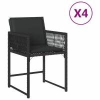 vidaXL Gartenst&uuml;hle mit Kissen 4 Stk. Schwarz Poly Rattan