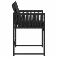 vidaXL Gartenst&uuml;hle mit Kissen 4 Stk. Schwarz Poly Rattan