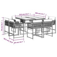 vidaXL 9-tlg. Garten-Essgruppe mit Kissen Grau Poly Rattan