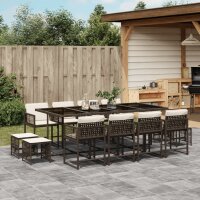 vidaXL 13-tlg. Garten-Essgruppe mit Kissen Braun Poly Rattan