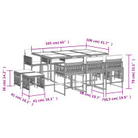 vidaXL 11-tlg. Garten-Essgruppe mit Kissen Grau Poly Rattan