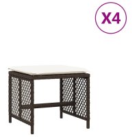 vidaXL Gartenhocker mit Kissen 4 Stk. Braun 41x41x36 cm...