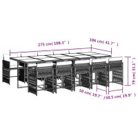 vidaXL 11-tlg. Garten-Essgruppe mit Kissen Grau Poly Rattan