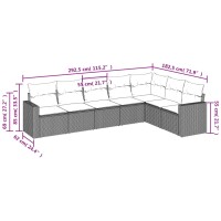 vidaXL 7-tlg. Garten-Sofagarnitur mit Kissen Hellgrau Poly Rattan