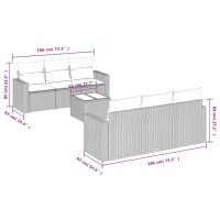 vidaXL 7-tlg. Garten-Sofagarnitur mit Kissen Hellgrau Poly Rattan