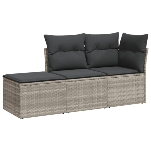 vidaXL 3-tlg. Garten-Sofagarnitur mit Kissen Hellgrau Poly Rattan