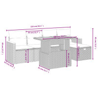 vidaXL 6-tlg. Garten-Sofagarnitur mit Kissen Beige Poly Rattan