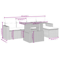 vidaXL 6-tlg. Garten-Sofagarnitur mit Kissen Beige Poly Rattan