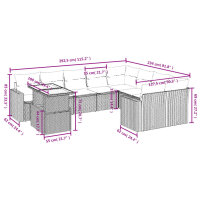 vidaXL 10-tlg. Garten-Sofagarnitur mit Kissen Beige Poly Rattan