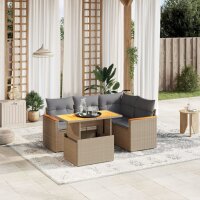 vidaXL 5-tlg. Garten-Sofagarnitur mit Kissen Beige Poly...