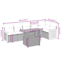 vidaXL 7-tlg. Garten-Sofagarnitur mit Kissen Beige Poly Rattan