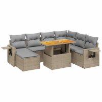 vidaXL 8-tlg. Garten-Sofagarnitur mit Kissen Beige Poly...