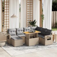 vidaXL 8-tlg. Garten-Sofagarnitur mit Kissen Beige Poly...