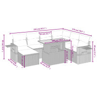 vidaXL 8-tlg. Garten-Sofagarnitur mit Kissen Beige Poly Rattan