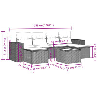 vidaXL 7-tlg. Garten-Sofagarnitur mit Kissen Hellgrau Poly Rattan